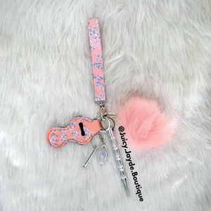 Pretty Pink Flowers Self Defense Keychain