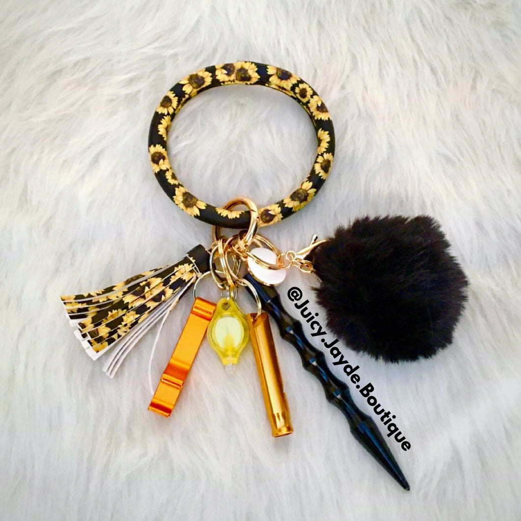 Sunflower Self Defense Keychain Ring